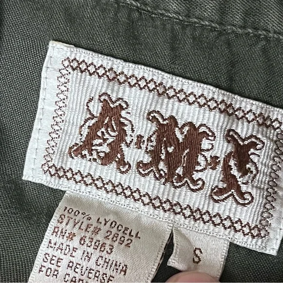 AMI Green Lyocell Utility Mini Dress S – Army Gorpcore Western Cowgirl Forest - Picture 8 of 9